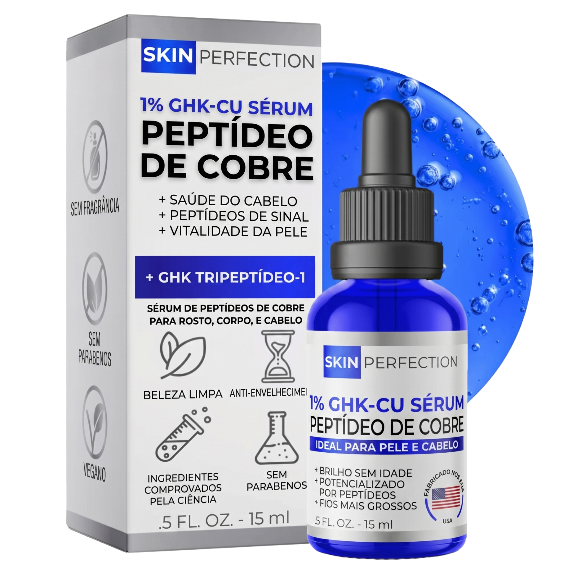 1% GHK-Cu Sérum com embalagem - Skin Perfection